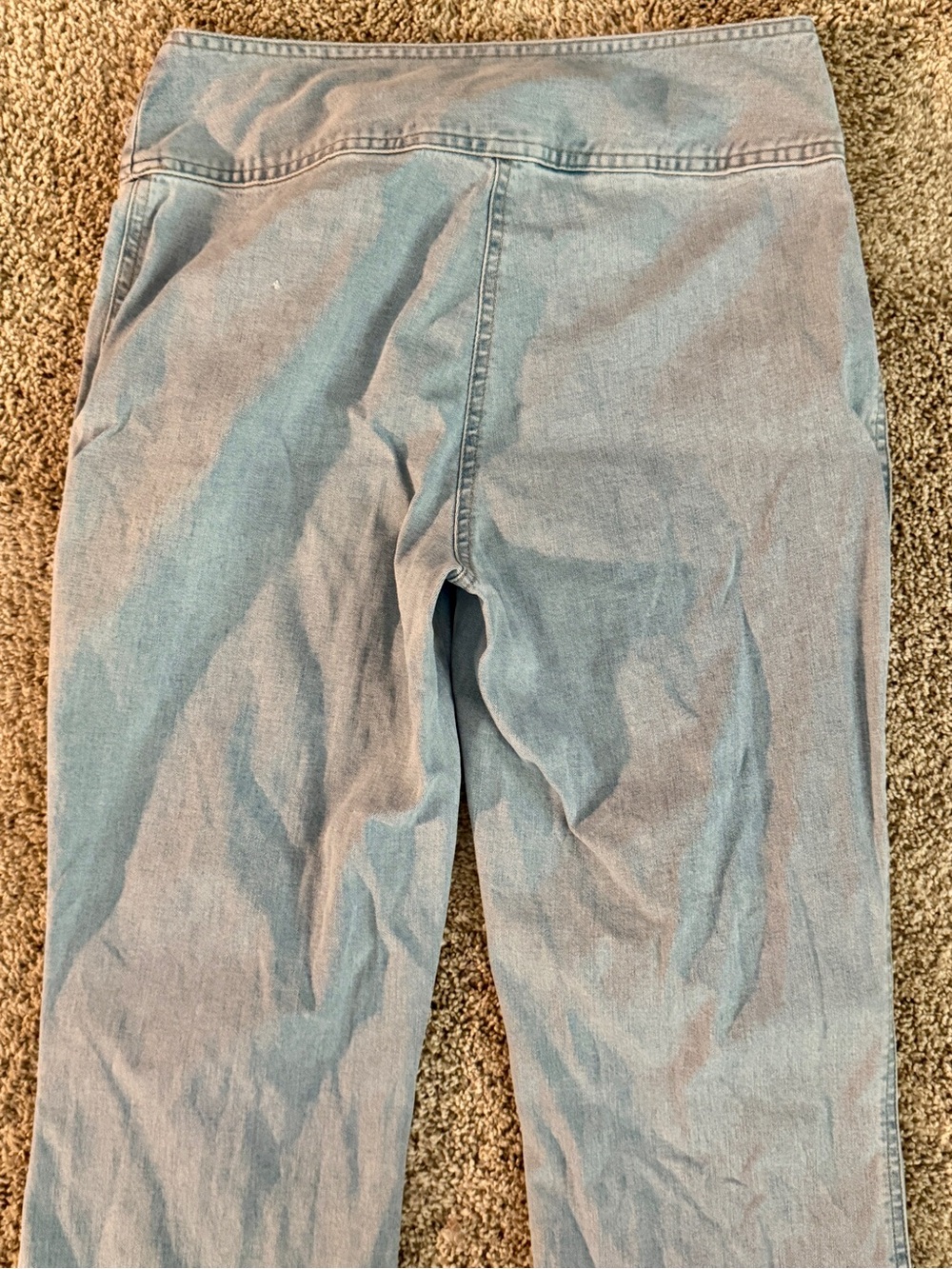 Newport News Jeanology Patchwork Light Blue Wash Flared Jeans w/Wide Belt, Sz 8 - Picture 9 of 9